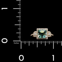 14K Yellow Gold Estate Green Tourmaline and Diamond Ring