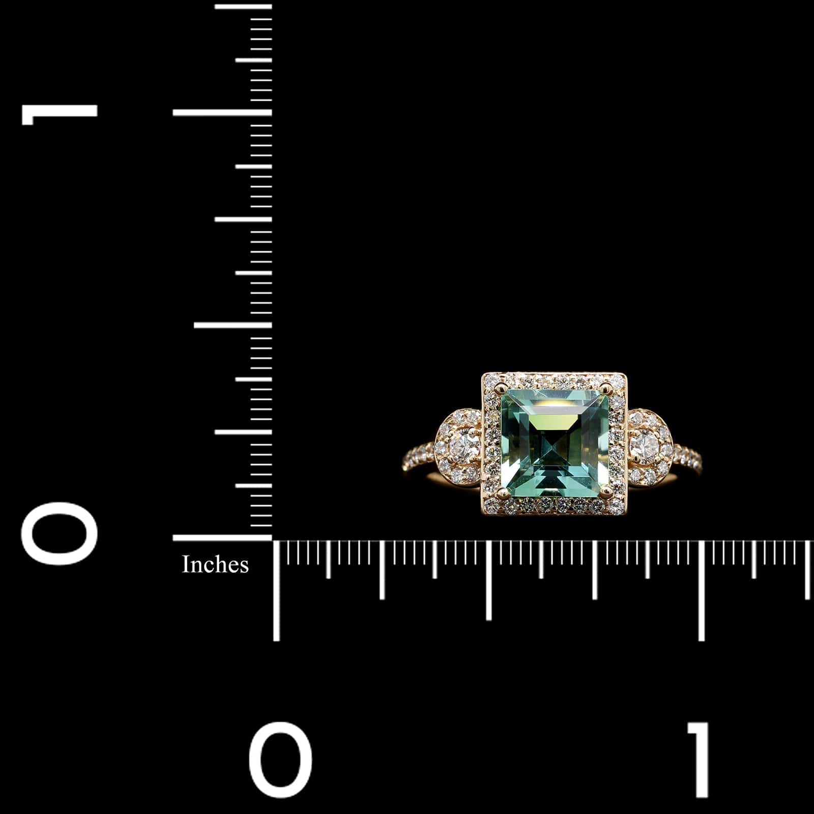 14K Yellow Gold Estate Green Tourmaline and Diamond Ring