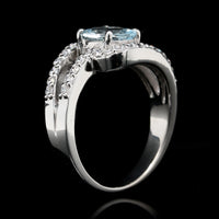 14K White Gold Estate Aquamarine and Diamond Ring