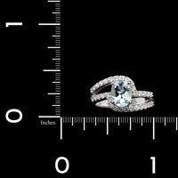 14K White Gold Estate Aquamarine and Diamond Ring