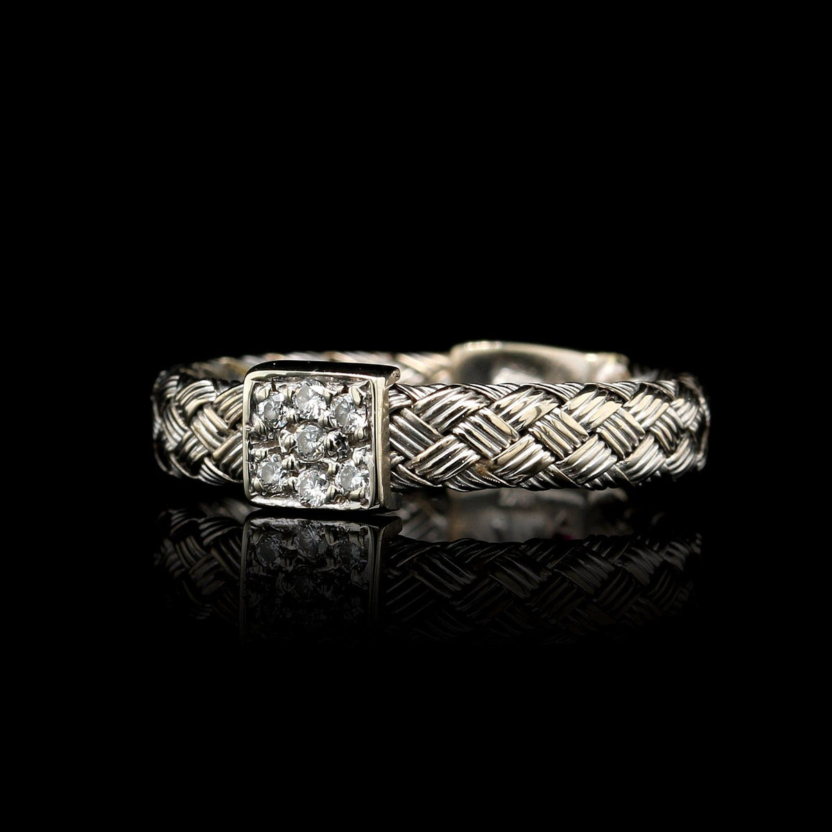 Roberto Coin 18K White Gold Estate Diamond Woven Ring