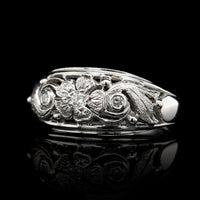 Jabel 18K White Gold Estate Diamond Floral Ring