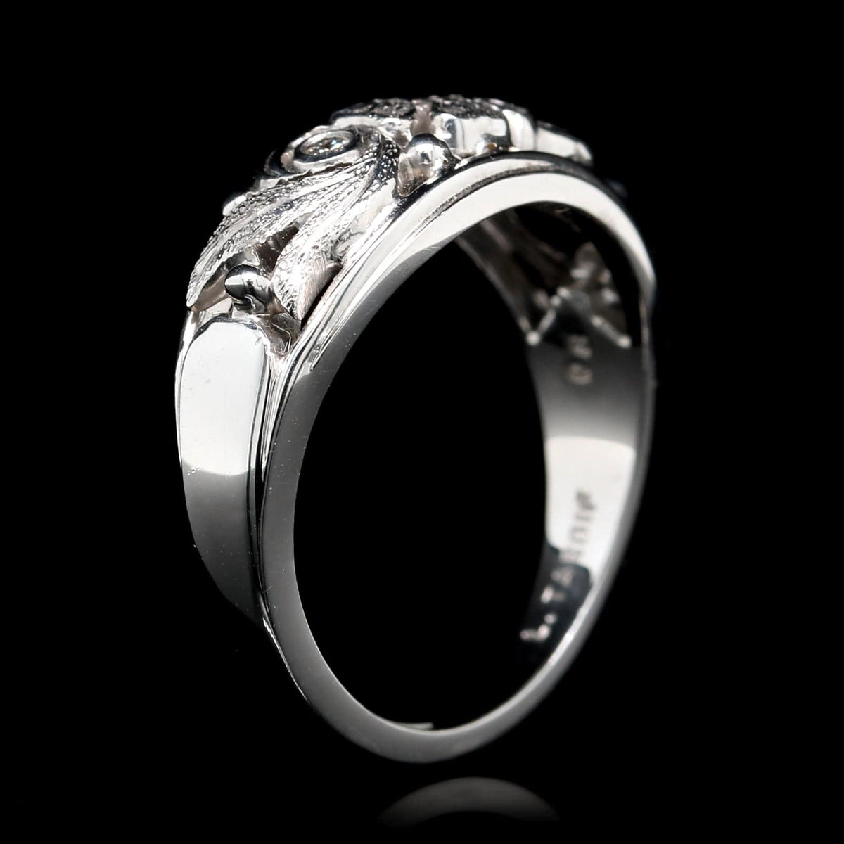 Jabel 18K White Gold Estate Diamond Floral Ring