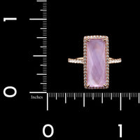 18K Rose Gold Estate Mother of Pearl and Diamond Ring