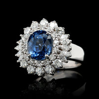 14K White Gold Estate Sapphire and Diamond Ring