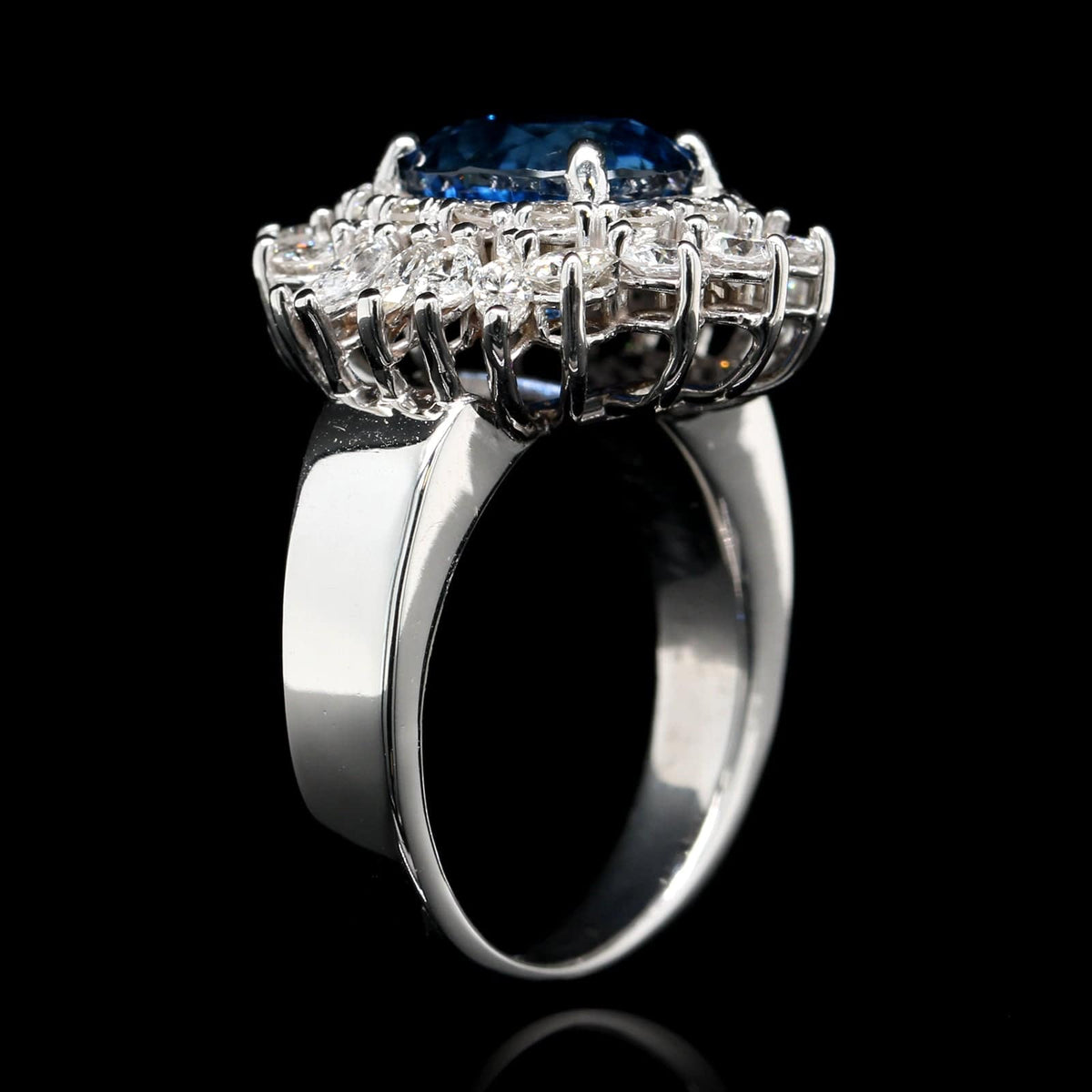 14K White Gold Estate Sapphire and Diamond Ring
