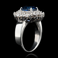 14K White Gold Estate Sapphire and Diamond Ring