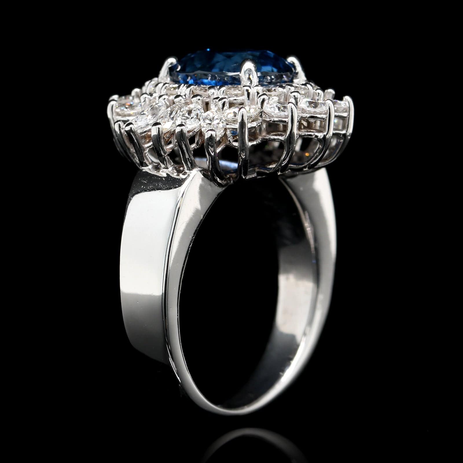 14K White Gold Estate Sapphire and Diamond Ring