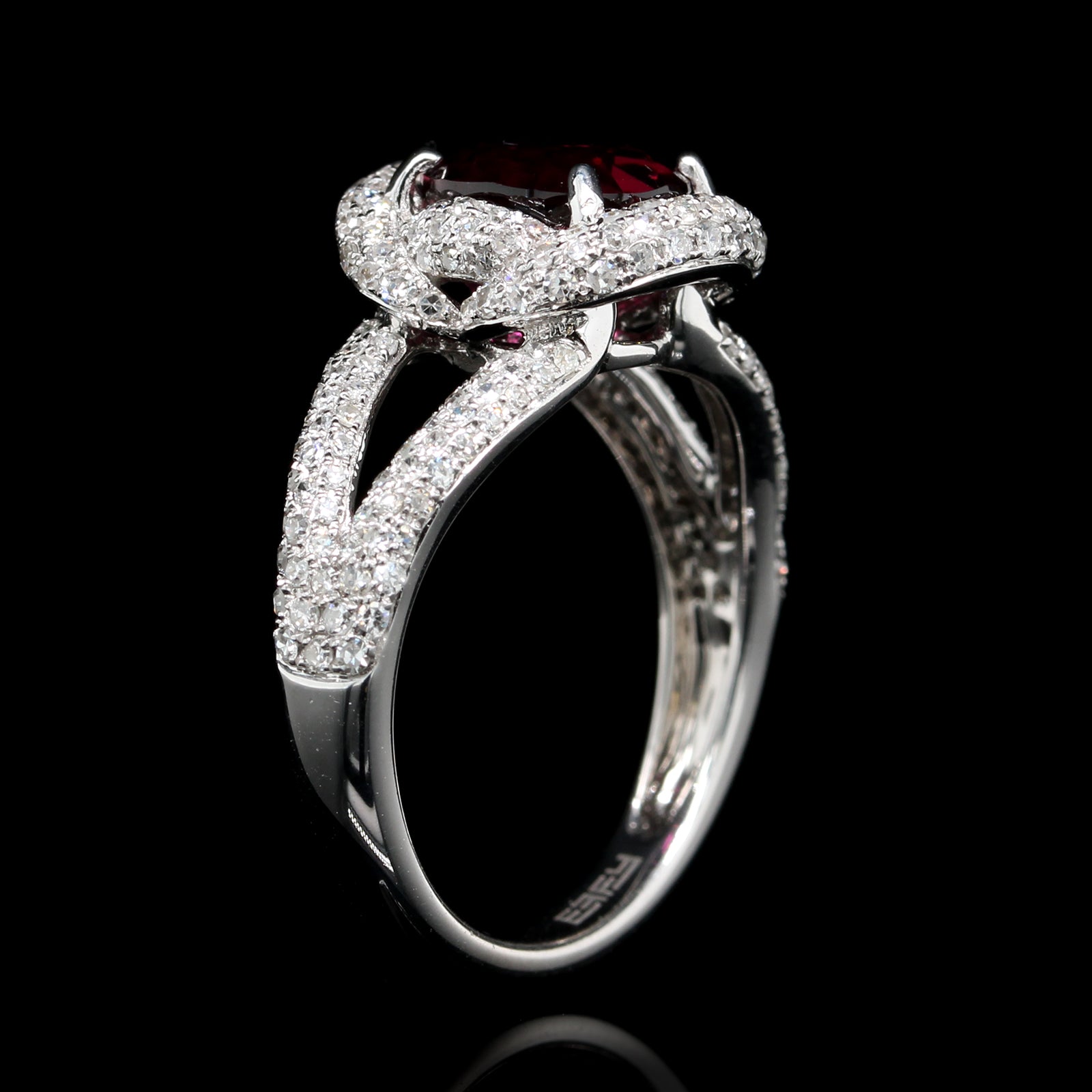 14K White Gold Estate Ruby and Diamond Ring