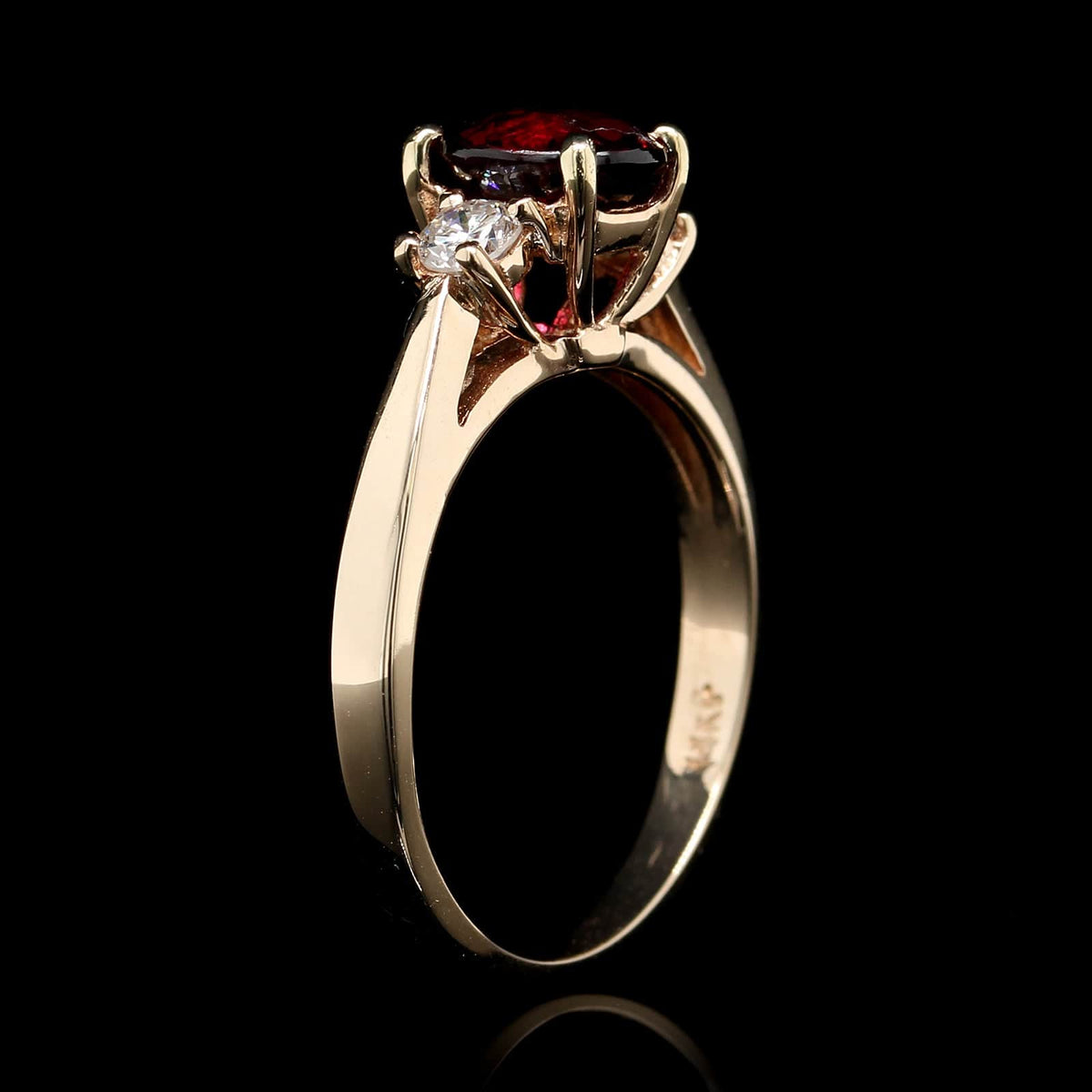 14K Yellow Gold Estate Ruby and Diamond Ring