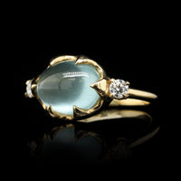 Alexis Kletjian 18K Yellow Gold Estate Moonstone and Diamond Juno Ring