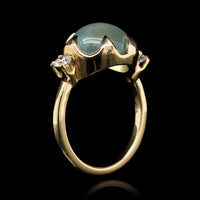 Alexis Kletjian 18K Yellow Gold Estate Moonstone and Diamond Juno Ring