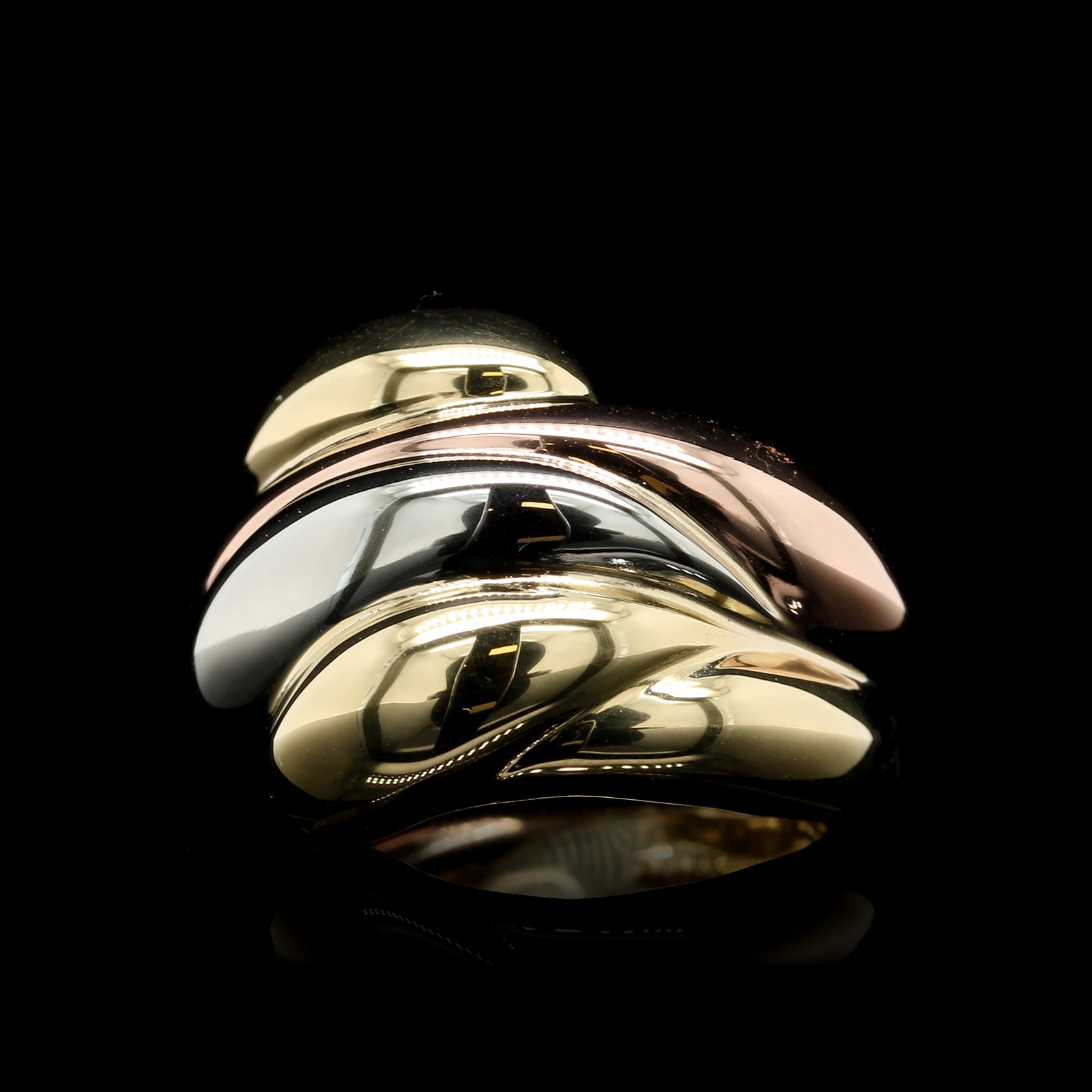 18k Tri-color Gold Estate Ribbed Dome Ring