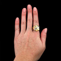 18k Tri-color Gold Estate Ribbed Dome Ring