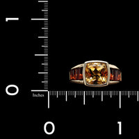 14K Yellow Gold Estate Citrine and Garnet Ring