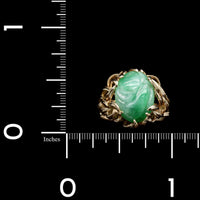 14K Yellow Gold Estate Carved Jade Ring