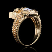 14K Yellow Gold Estate Opal Cat Ring