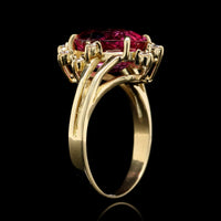 H. Stern 18K Yellow Gold Estate Pink Tourmaline and Diamond Ring