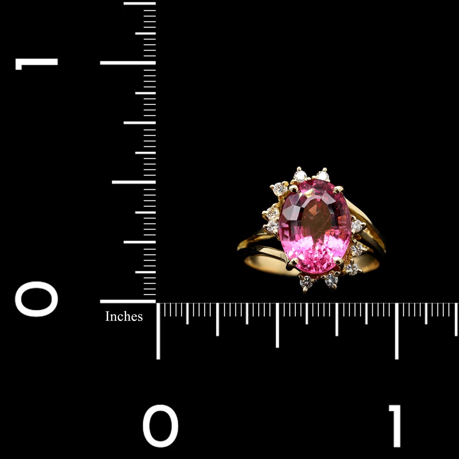 H. Stern 18K Yellow Gold Estate Pink Tourmaline and Diamond Ring