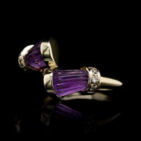 14K Yellow Gold Estate Amethyst and Diamond Ring