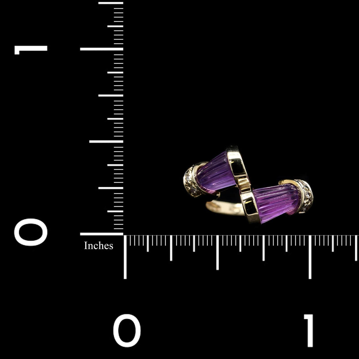 14K Yellow Gold Estate Amethyst and Diamond Ring