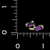 14K Yellow Gold Estate Amethyst and Diamond Ring