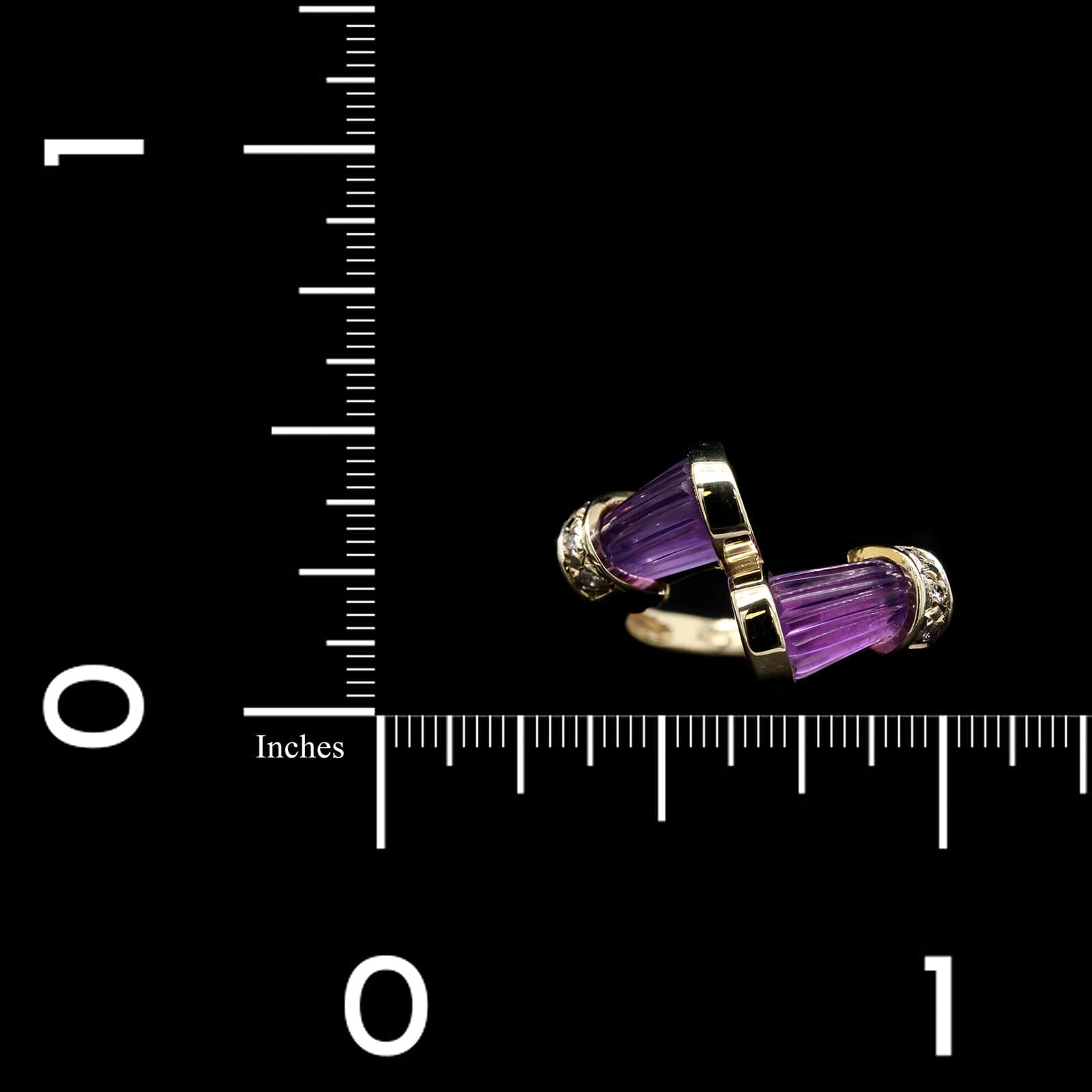 14K Yellow Gold Estate Amethyst and Diamond Ring
