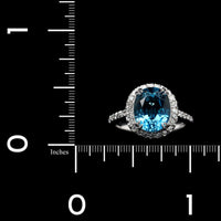 14K White Gold Estate Blue Topaz and Diamond Ring