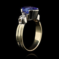 14K Two-tone Gold Estate and Tanzanite and Diamond Ring