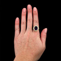 14K Yellow Gold Estate Amethyst and Diamond Ring