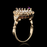 14K Yellow Gold Estate Amethyst and Diamond Ring