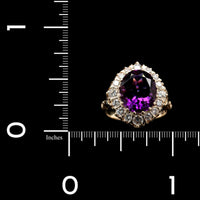 14K Yellow Gold Estate Amethyst and Diamond Ring