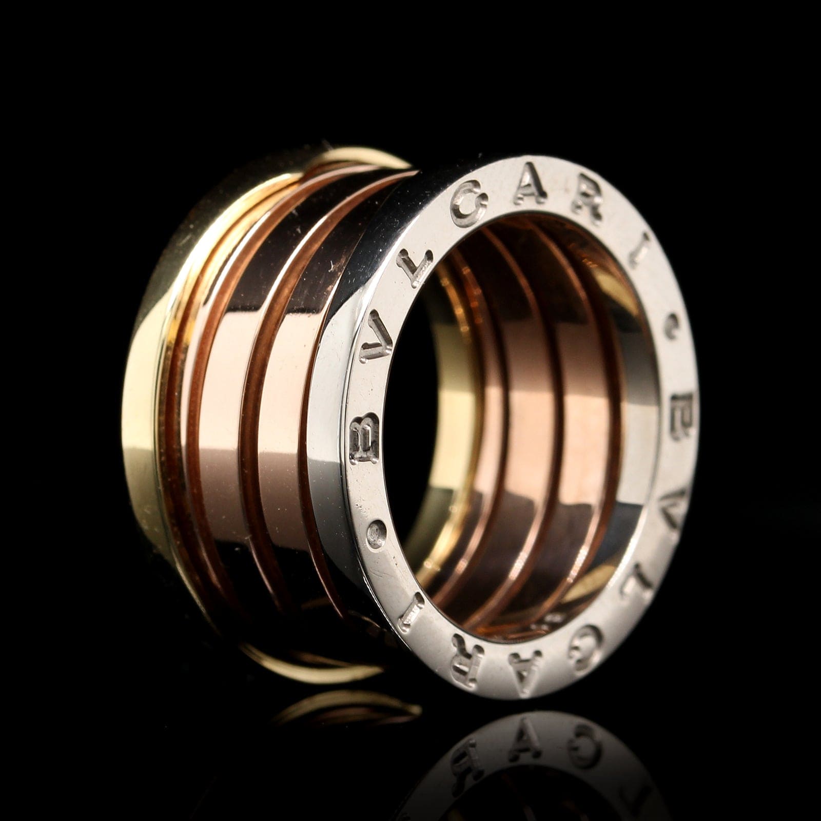 Bulgari 18K Tri-color Gold Estate B.Zero1 Four Band Ring