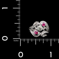 14K White Gold Estate Ruby and Diamond Ring