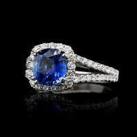 18K White Gold Estate Sapphire and Diamond Ring