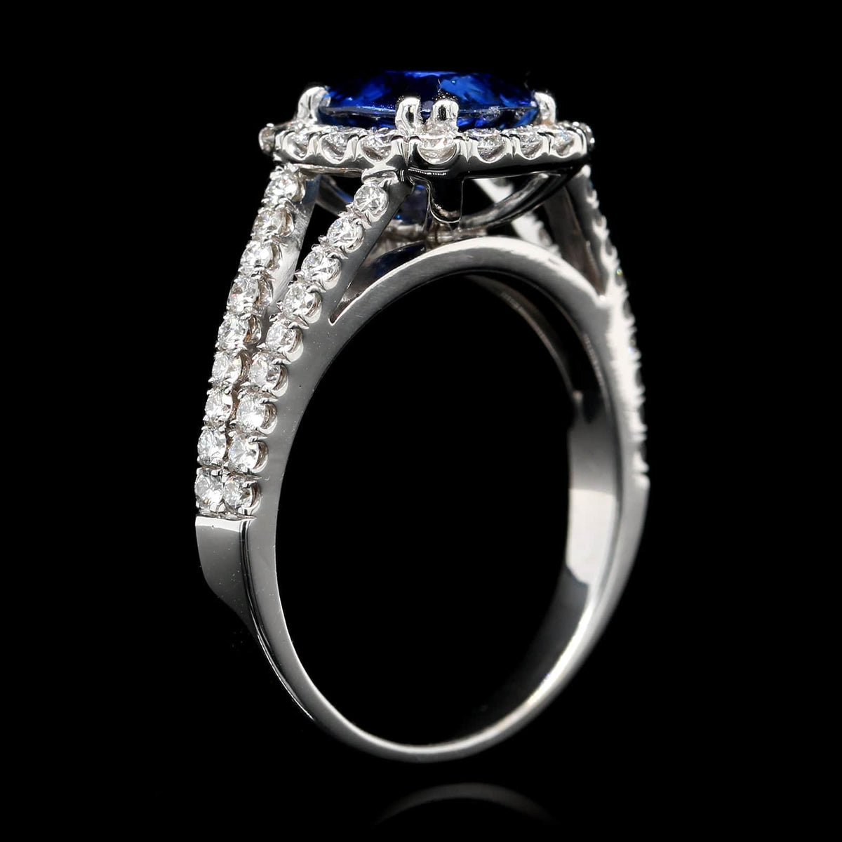18K White Gold Estate Sapphire and Diamond Ring