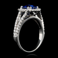 18K White Gold Estate Sapphire and Diamond Ring