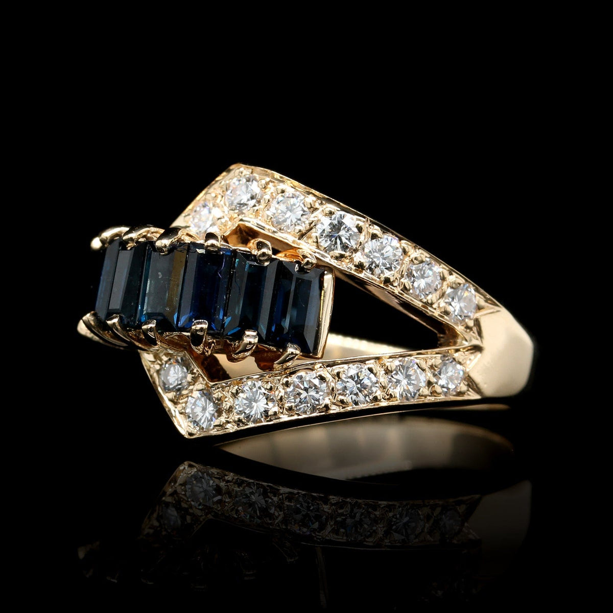 Dankner 14K Yellow Gold Estate Sapphire and Diamond Ring