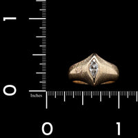 14K Yellow Gold Estate Marquise Diamond Textured Ring