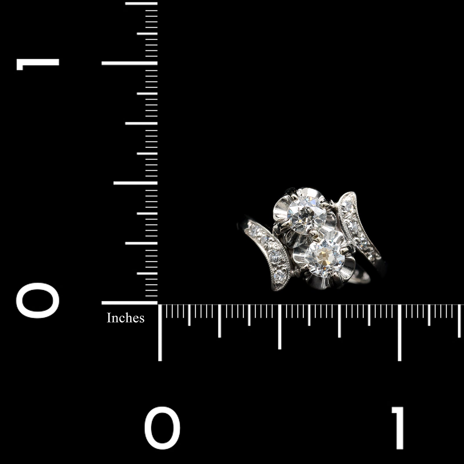 14K White Gold Estate Diamond Bypass Ring