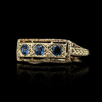 Antique 14K Yellow Gold Estate Sapphire Ring