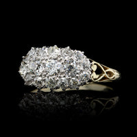 Antique 18K Yellow Gold and Platinum Estate Diamond Ring