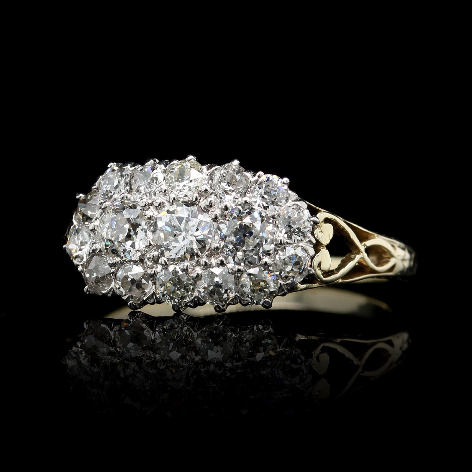 Antique 18K Yellow Gold and Platinum Estate Diamond Ring