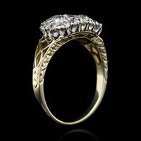 Antique 18K Yellow Gold and Platinum Estate Diamond Ring