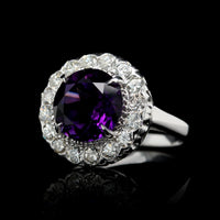 Platinum Estate Amethyst and Diamond Ring