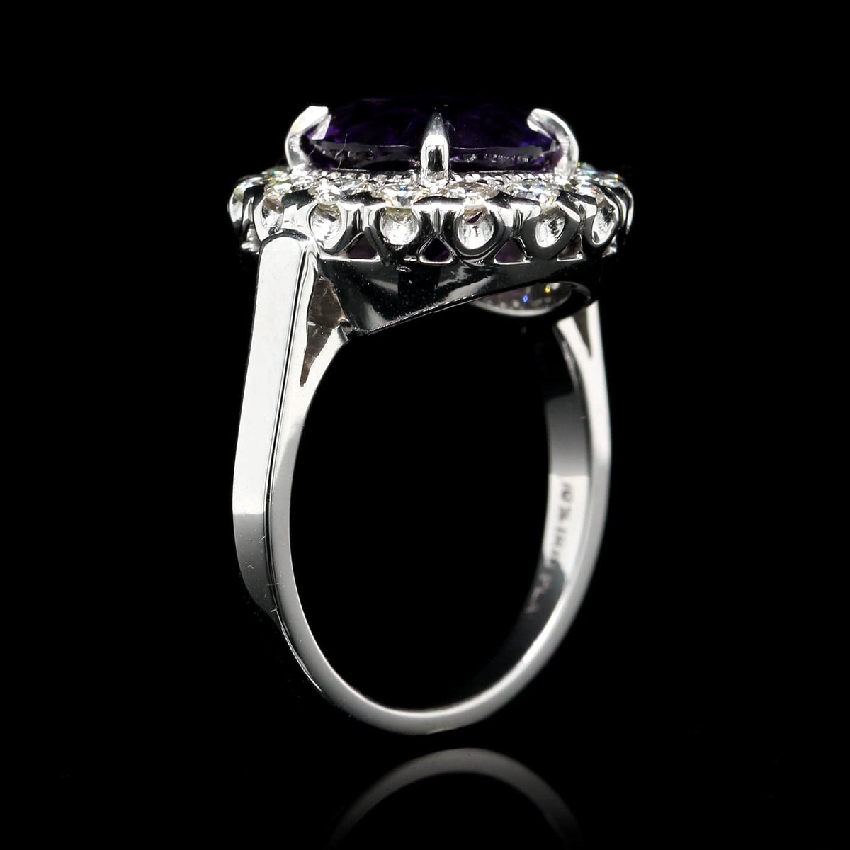 Platinum Estate Amethyst and Diamond Ring