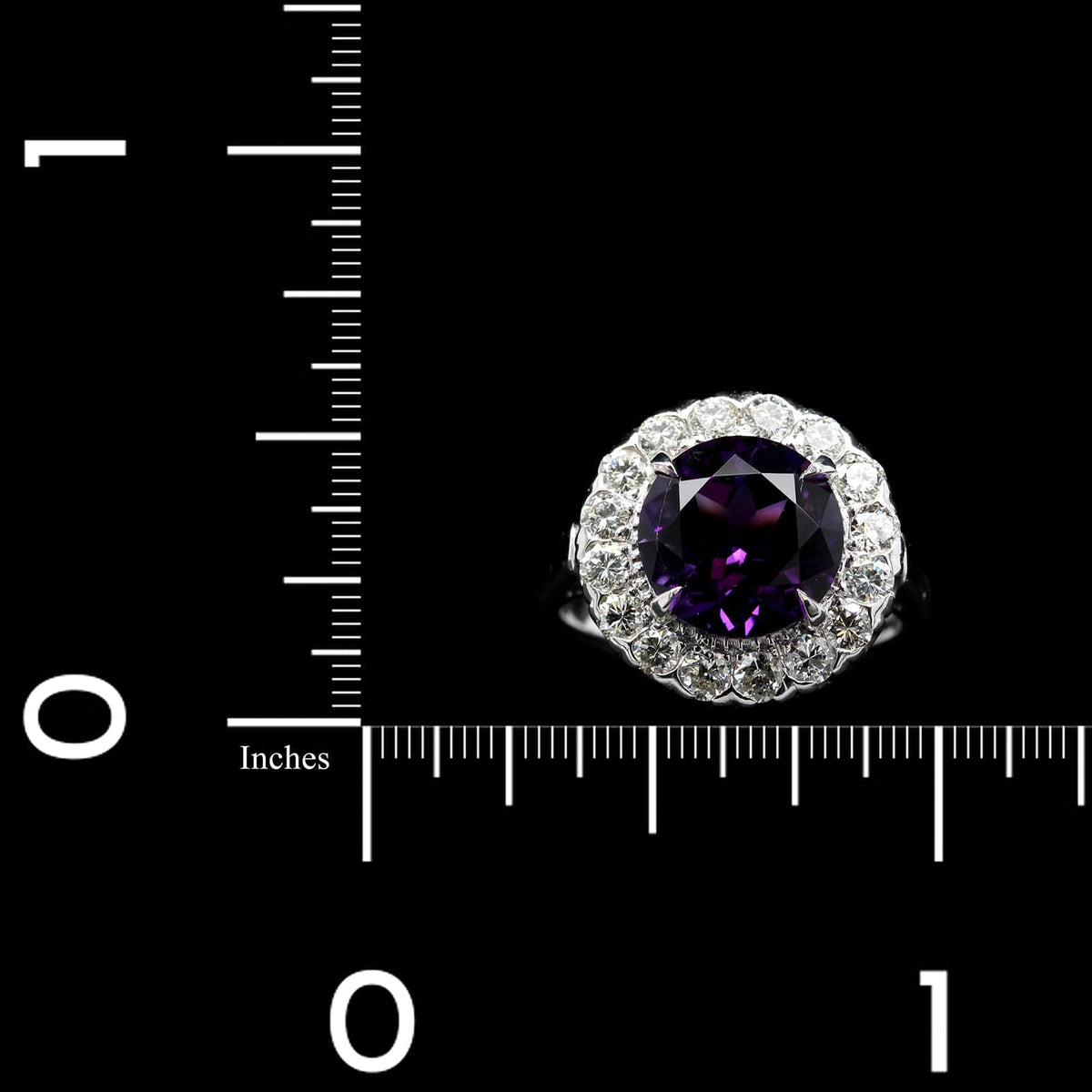 Platinum Estate Amethyst and Diamond Ring