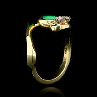 18K Yellow Gold Estate Jadeite and Diamond Ring