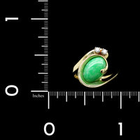 18K Yellow Gold Estate Jadeite and Diamond Ring