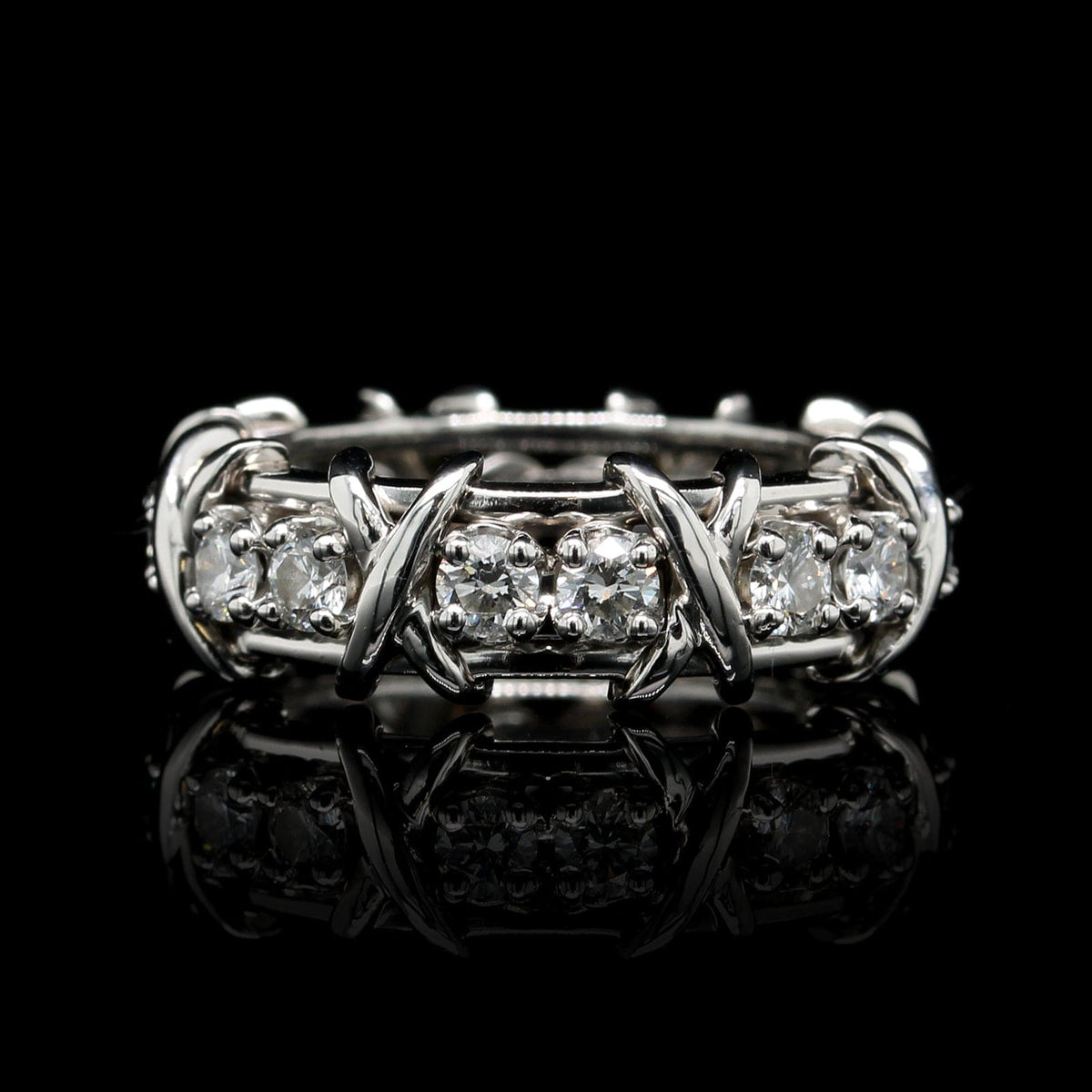 Tiffany & Co. Schlumberger Platinum Estate Sixteen Stone Diamond Ring